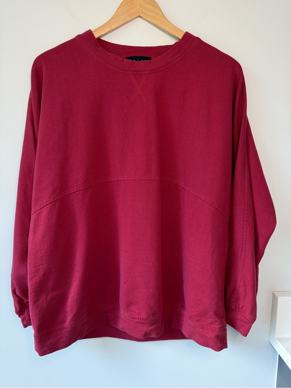 HATCH Collection Maternity/Postpartum crewneck sweatshirt in red | Size 0